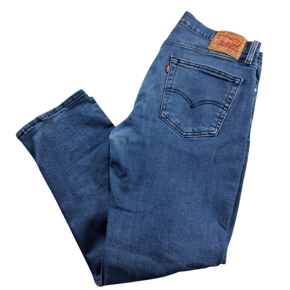 Levi's 514 Straight Fit Jeans Mens‎ 36x30 Blue Denim Classic Stretch